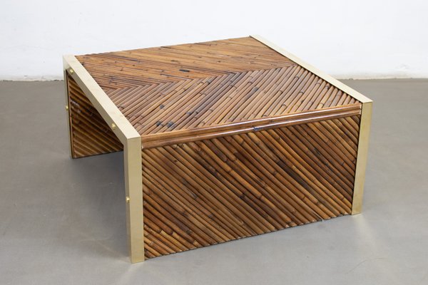 Coffee Table in Brass and Bamboo-LMR-1195991