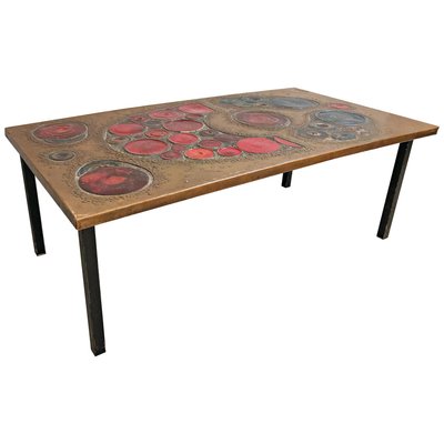 Coffee Table in Brass and Ceramic, 1968-FGA-923800