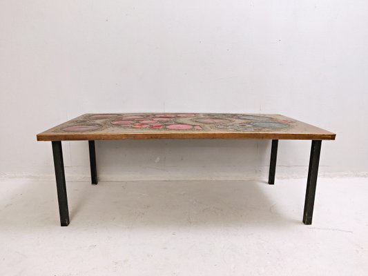 Coffee Table in Brass and Ceramic, 1968-FGA-923800