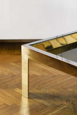 Coffee Table in Brass and Chromed Metal with Glass Top, Italy, 1970-MNF-1752295