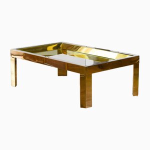 Coffee Table in Brass and Chromed Metal with Glass Top, Italy, 1970-MNF-1752295