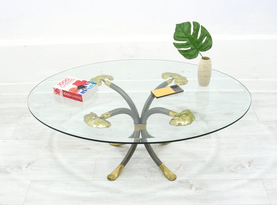 Coffee Table in Brass and Iron by Manfred Bredohl, Germany, 1980s-WVA-1802381