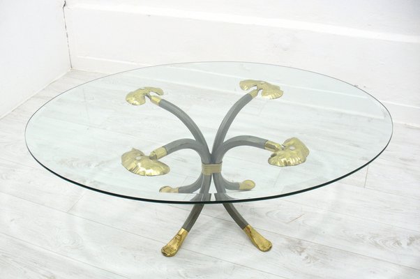 Coffee Table in Brass and Iron by Manfred Bredohl, Germany, 1980s-WVA-1802381