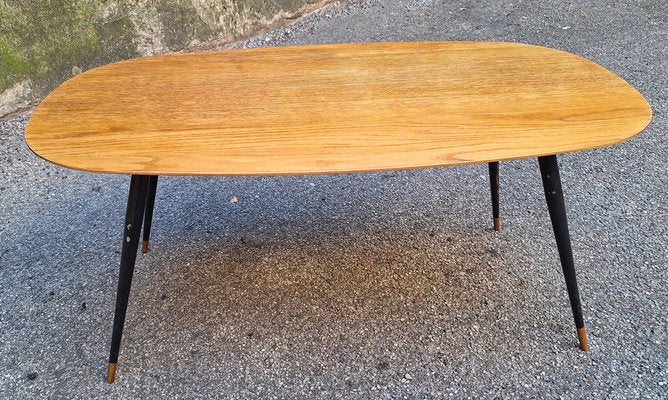 Coffee Table in Brass & Wood, 1950s-OHK-1797286