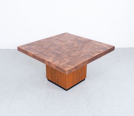 Coffee Table in Copper and Teak by Heinz Lilienthal, 1970s-SN-1323799