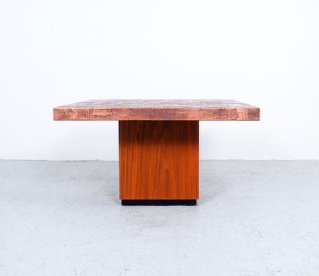 Coffee Table in Copper and Teak by Heinz Lilienthal, 1970s-SN-1323799