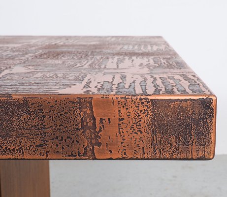 Coffee Table in Copper and Teak by Heinz Lilienthal, 1970s-SN-1323799