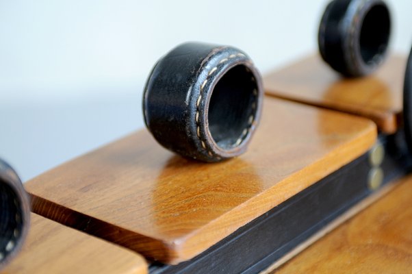 Coffee Table in Elm and Stitched Leather by Jacques Adnet, France, 1950-FQ-975949