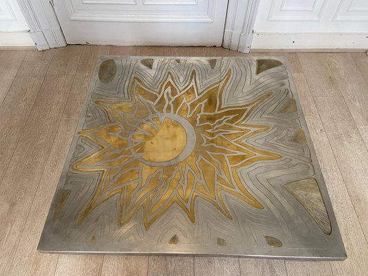 Coffee Table in Engraved Brass, Christian Krekels, 1975-JG-1362515