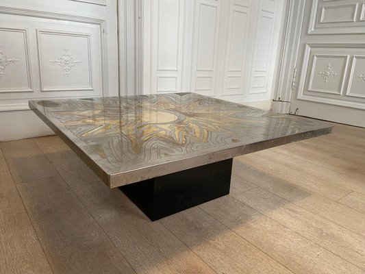 Coffee Table in Engraved Brass, Christian Krekels, 1975-JG-1362515