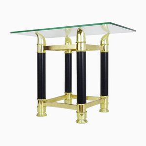 Coffee Table in Glass and Black Metal attributed to Tomasso Barbi, 1970s-MZP-1802834