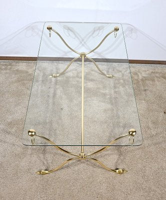 Coffee Table in Glass and Brass from Maison Jansen, 1950-RVK-1793549