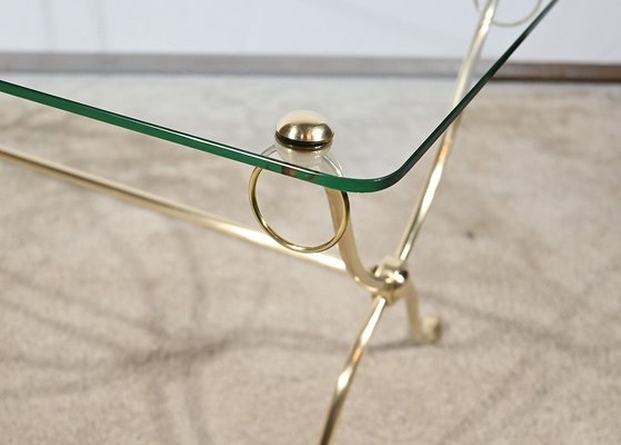 Coffee Table in Glass and Brass from Maison Jansen, 1950-RVK-1793549