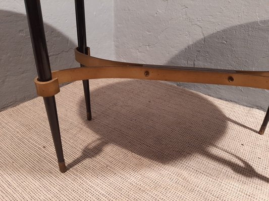 Coffee Table in Iron and Brass with Marble Top, 1950s-OHK-961990