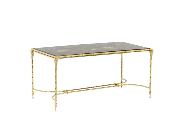 Coffee Table in Lacquer and Bronze from Maison Baguès, 1950s-CEJ-1590055