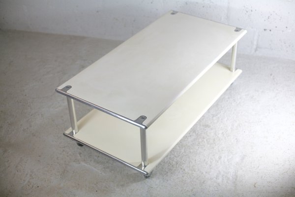 Coffee Table in Lacquered Steel Cream, France, 1970s-MAO-1080214