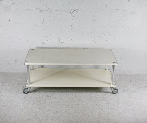 Coffee Table in Lacquered Steel Cream, France, 1970s-MAO-1080214