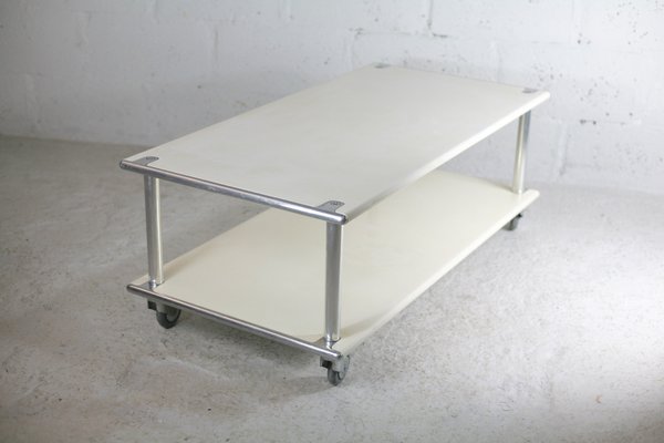 Coffee Table in Lacquered Steel Cream, France, 1970s-MAO-1080214