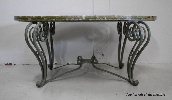 Coffee Table in Marble and Wrought Iron, 1950s-RVK-851601