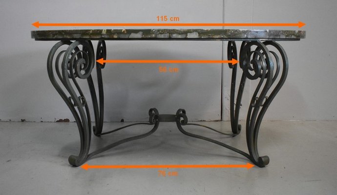 Coffee Table in Marble and Wrought Iron, 1950s-RVK-851601