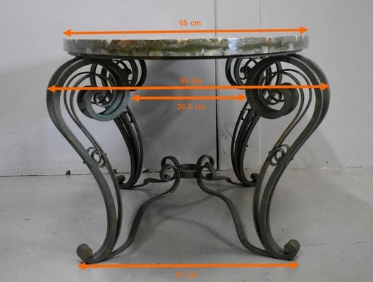 Coffee Table in Marble and Wrought Iron, 1950s-RVK-851601