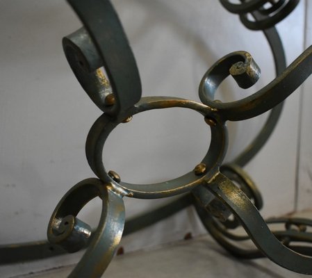 Coffee Table in Marble and Wrought Iron, 1950s-RVK-851601