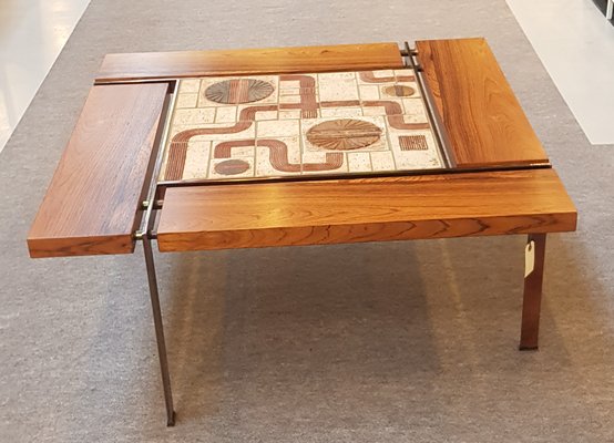 Coffee Table in Rosewood with Brass and Ceramic by Svend Aage Jessen-QDP-1256551