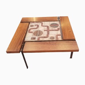 Coffee Table in Rosewood with Brass and Ceramic by Svend Aage Jessen-QDP-1256551