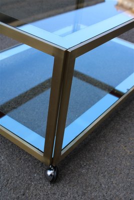 Coffee Table in Satin Brass and Mirrored Glass, 1970s-EH-925829