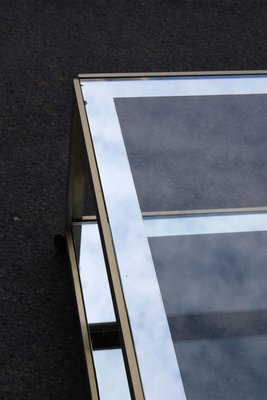 Coffee Table in Satin Brass and Mirrored Glass, 1970s-EH-925829