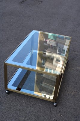 Coffee Table in Satin Brass and Mirrored Glass, 1970s-EH-925829