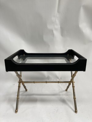 Coffee Table in Sheathed Leather by Jacques Adnet, 1950s-VRR-1718497