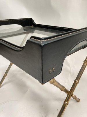 Coffee Table in Sheathed Leather by Jacques Adnet, 1950s-VRR-1718497