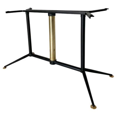 Coffee Table in Steel, Brass and Smoke Glass, 1970s-TOI-1748941