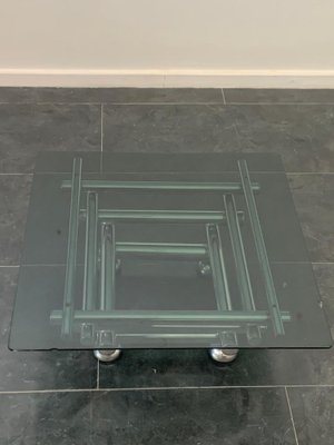 Coffee Table in Steel & Smoked Glass, 1970s-IJR-1723108