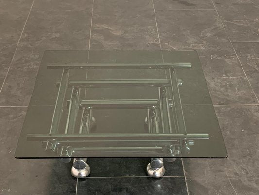 Coffee Table in Steel & Smoked Glass, 1970s-IJR-1723108