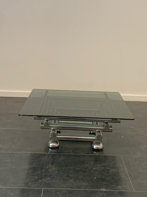 Coffee Table in Steel & Smoked Glass, 1970s-IJR-1723108