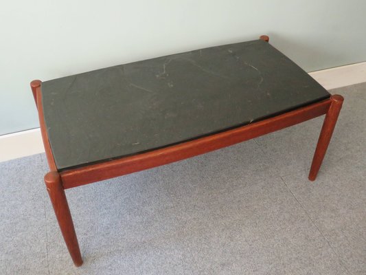 Coffee Table in Teak and Slate, Scandinavia, 1960s-UKG-1115064