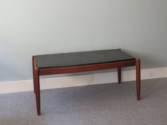 Coffee Table in Teak and Slate, Scandinavia, 1960s-UKG-1115064