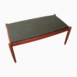 Coffee Table in Teak and Slate, Scandinavia, 1960s-UKG-1115064