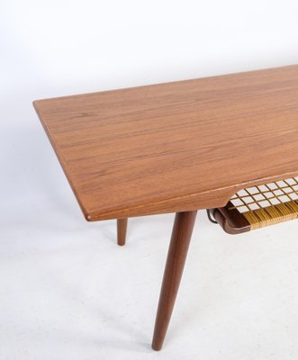 Coffee Table in Teak with Paper Cord Shelf, Denmark, 1960s-UY-1454034