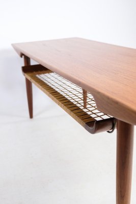 Coffee Table in Teak with Paper Cord Shelf, Denmark, 1960s-UY-1454034