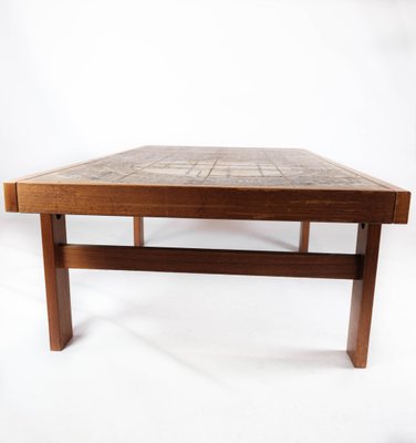 Coffee Table in Teak with Tiles of Danish Design, 1960s-UY-1005716