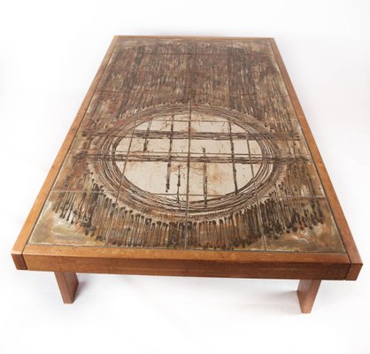 Coffee Table in Teak with Tiles of Danish Design, 1960s-UY-1005716