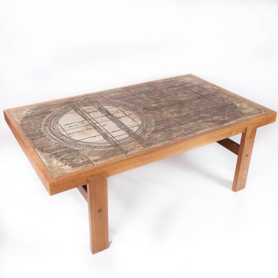 Coffee Table in Teak with Tiles of Danish Design, 1960s-UY-1005716