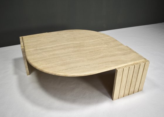 Coffee Table in Travertine by Roche Bobois, France, 1970s-TE-862444