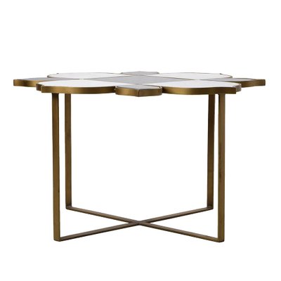 Coffee Table in Two-Tone Marble and Gold Metal-NQ-1767133