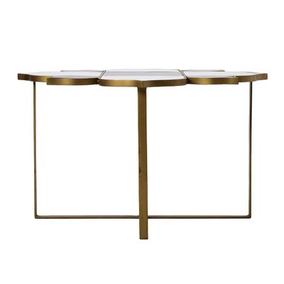 Coffee Table in Two-Tone Marble and Gold Metal-NQ-1767133