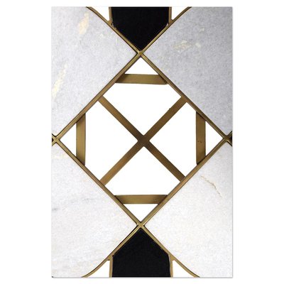 Coffee Table in Two-Tone Marble and Gold Metal-NQ-1767133