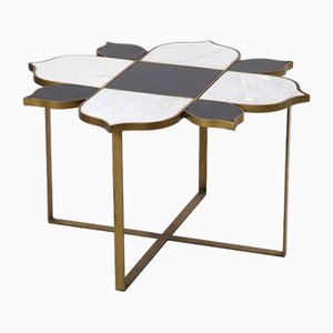 Coffee Table in Two-Tone Marble and Gold Metal-NQ-1767133